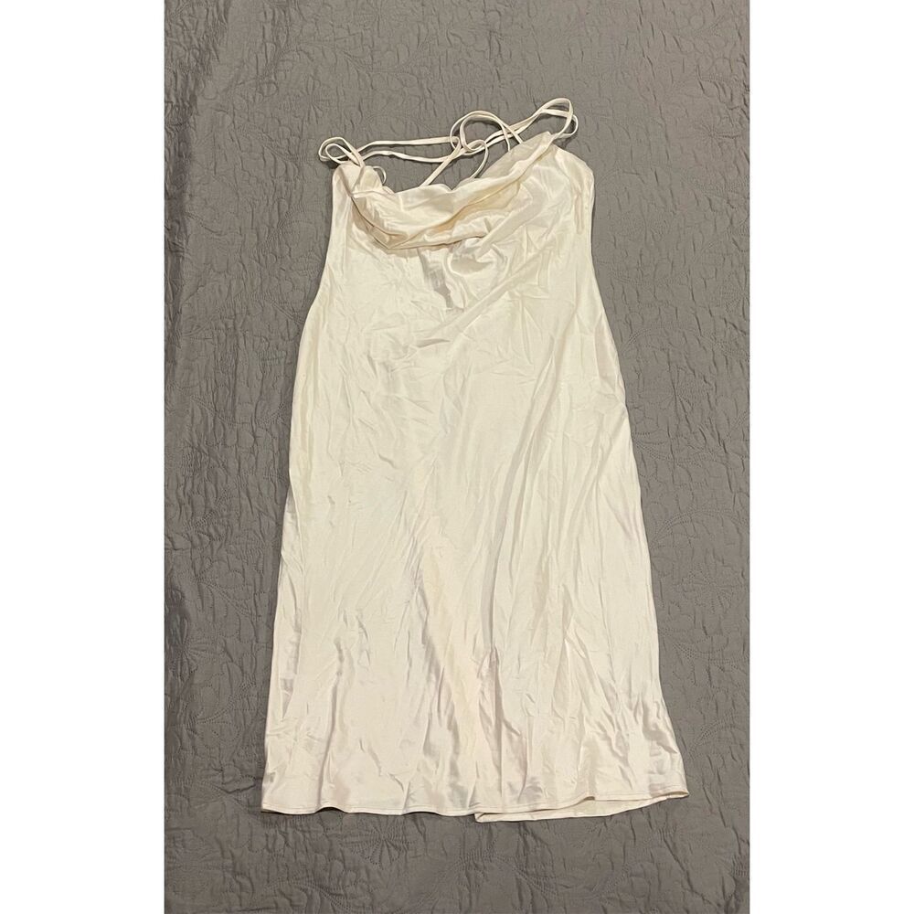 Windsor Off White Cream Satin-Like Cowl Neck Soft Dress Large New